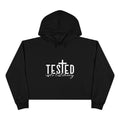 Tested Not Destroyed Crop Hoodie — Christian Faith Cross Scripture Matthew 10:32